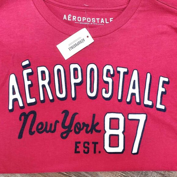 NWT Aeropostale Red / White Men T Shirt size SMALL Orig$40+Tax - Picture 2 of 3